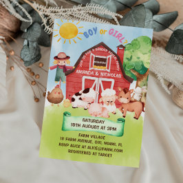 農場納屋周囲の庭動物の性別が明らかにする 招待状