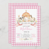 農場誕生日の招待,少女農園のパーティー 招待状 (正面/裏面)