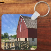農場 |アメリカ国旗を持つ赤い納屋 キーホルダー (裏面)