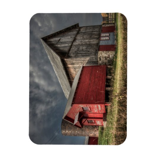 農場 |ミシガン州の赤い木造納屋 マグネット (縦)