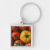 農場 |光沢のある赤と黄色のトマト キーホルダー (正面)
