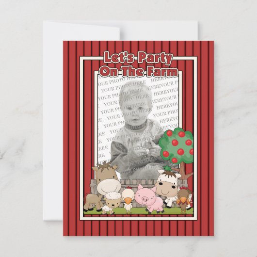 農場(写真カード)でパーティを楽しもう 招待状 (正面)