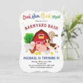 農場，動物，納屋周囲の庭，ペッティング動物園，誕生日 招待状 (スタンド正面)