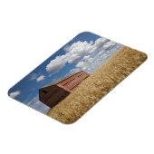 農場 |小麦フィールドの古い赤い納屋 マグネット (左側)