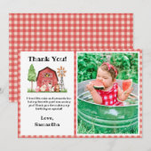 農場/納屋の誕生日お礼カード（写真付き） サンキューカード (正面/裏面)