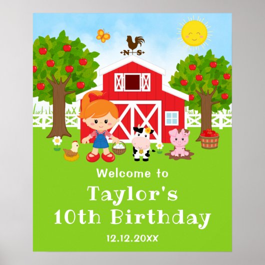 農場 赤い納屋 赤毛の少女 誕生日おめでとう ポスター (正面)
