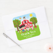 農場 赤い誕生日 黒髪の女の子 ありがとう スクエアシール (封筒)