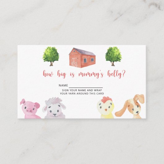 農場 – 赤ちゃんシャワーどのように大きいママの腹 エンクロージャーカード (正面)