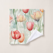 農場 赤 黄色のチューリップの花 ブライダルシャワー バスタオルセット (ウォッシュタオル)