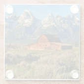 農場 |雪に覆われたバーン ガラスコースター (裏面)