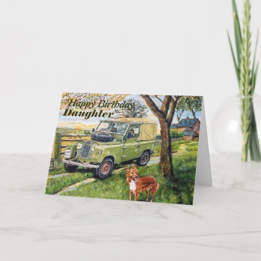 "農場" 4x4車の娘の誕生日 カード (正面)