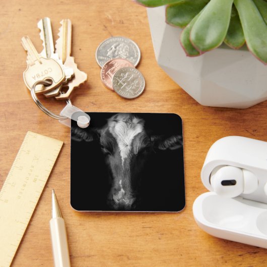 農場 | B&Wカウヘッドショット キーホルダー (デスク)