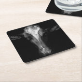 農場 | B&Wカウヘッドショット スクエアペーパーコースター (アングル)