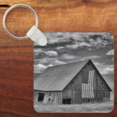 農場 | BW American Flag Barn Scene キーホルダー (正面)