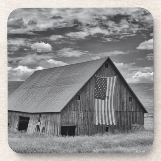 農場 | BW American Flag Barn Scene コースター (正面)