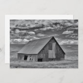 農場 | BW American Flag Barn Scene サンキューカード (正面/裏面)