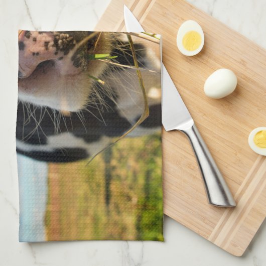 農場 | Holstein Cow Chewing キッチンタオル (四つ折り)