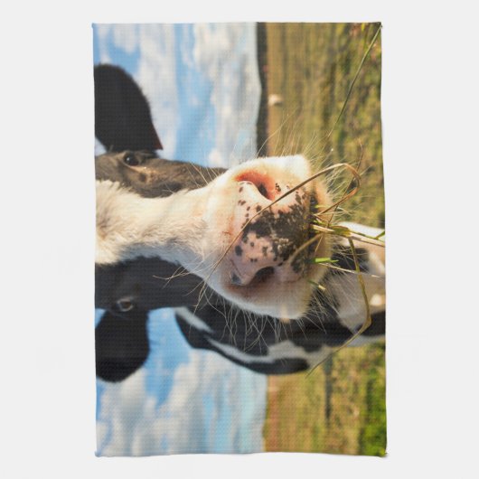 農場 | Holstein Cow Chewing キッチンタオル (縦)