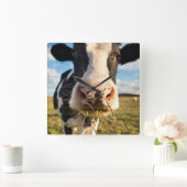 農場 | Holstein Cow Chewing スクエア壁時計 (ホーム)