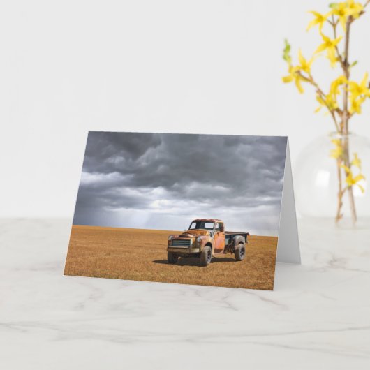 農場 | Old Truck in Field カード (黄色い花)