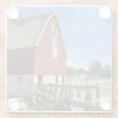農場 | Red Barn With American Flag Glass Coaster ガラスコースター (裏面)