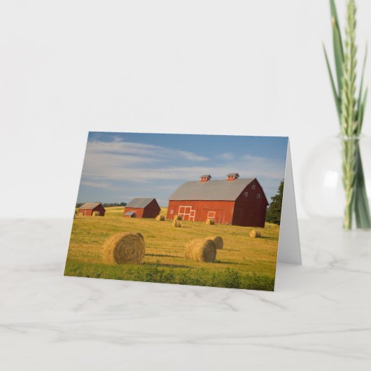 農場 | Red Barns Near Hay Bales カード (正面)