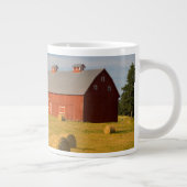 農場 | Red Barns Near Hay Bales ジャンボコーヒーマグカップ (右)