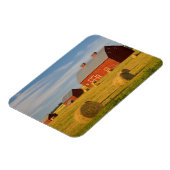 農場 | Red Barns Near Hay Bales マグネット (左側)