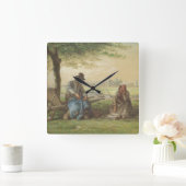 農夫が休む スクエア壁時計 (ホーム)