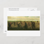 『農夫たち、ジャガイモを植える』、フィンセント・ファン・ゴッホ ポストカード (正面/裏面)