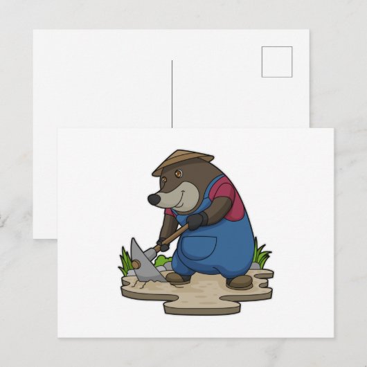 農夫としてのモグラ ポストカード (正面/裏面)