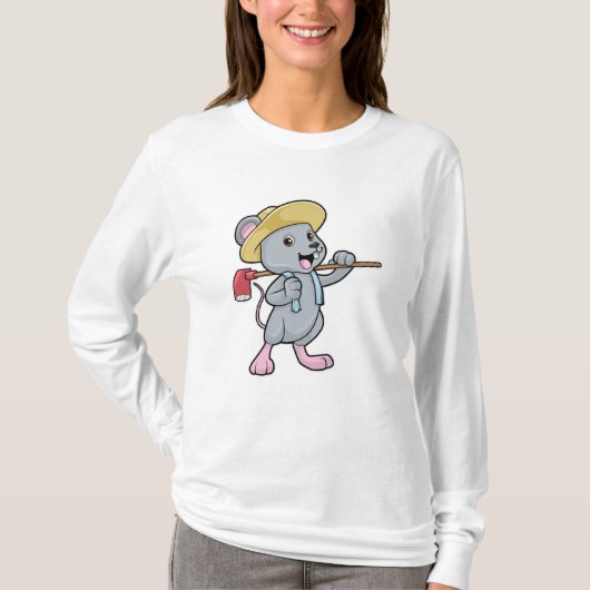 農夫のねずみ(斧と帽子をかぶった) Tシャツ (正面)