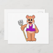 農夫のクマがレイキを持って ポストカード (正面/裏面)