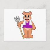 農夫のクマがレイキを持って ポストカード (正面)