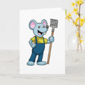 農夫のネズミが鍬を持って カード (黄色い花)