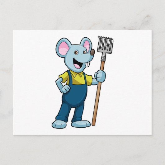 農夫のネズミが鍬を持って ポストカード (正面)