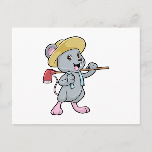 農夫のマウス(斧と帽子付き) ポストカード (正面)