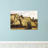 農夫の女性が自分のコテージの前を掘る キャンバスプリント (インサイチュ (ウッドフロア))