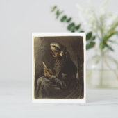 農夫の女性ピーリングポテトファンゴッホファインアート ポストカード (スタンド正面)