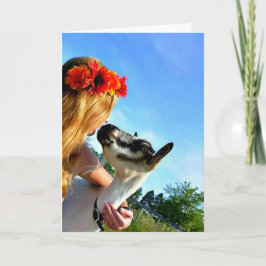 農夫の娘とヤギのグリーティ空白のングカード カード