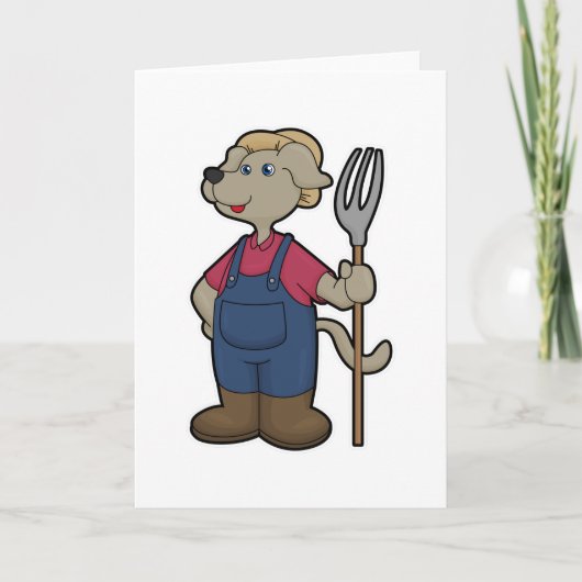 農夫の帽子とじょうろを持った犬 カード (正面)