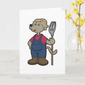 農夫の犬 ラクと帽子をかぶって カード (黄色い花)