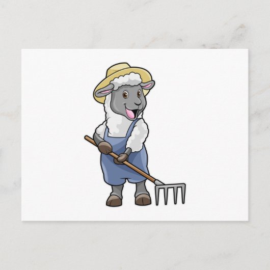 農夫の羊 ラクと帽子付き ポストカード (正面)