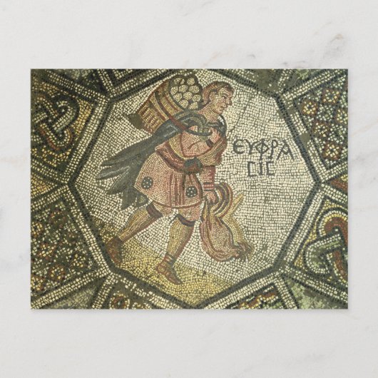 農夫運の鶏と卵かご ポストカード (正面)