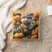 農家おもしろいマウスとカボチャ装飾用クッション クッション (ブランケット)