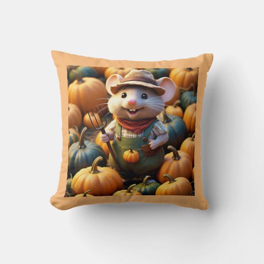農家おもしろいマウスとカボチャ装飾用クッション クッション (正面)