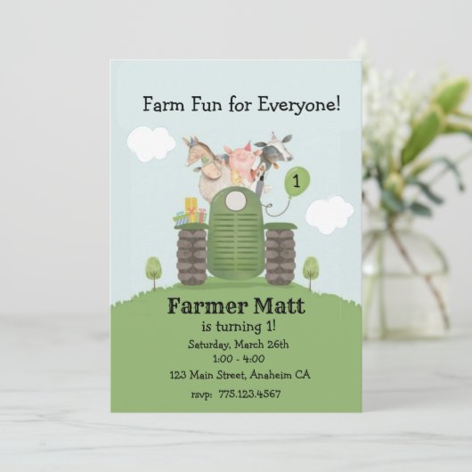 農家おもしろいfor Everyone誕生日招待状 招待状 (スタンド正面)