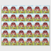 農家および納屋 ラッピングペーパー (フラット)