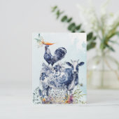 農家お洒落の素朴動物はがき ポストカード (スタンド正面)