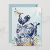 農家お洒落の素朴動物はがき ポストカード (正面/裏面)